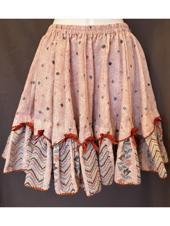 Dresses & Skirts - VTG Prairie Gunne Rockabilly Swing Southwest Print Bow Ruffle Circle Skirt S/P